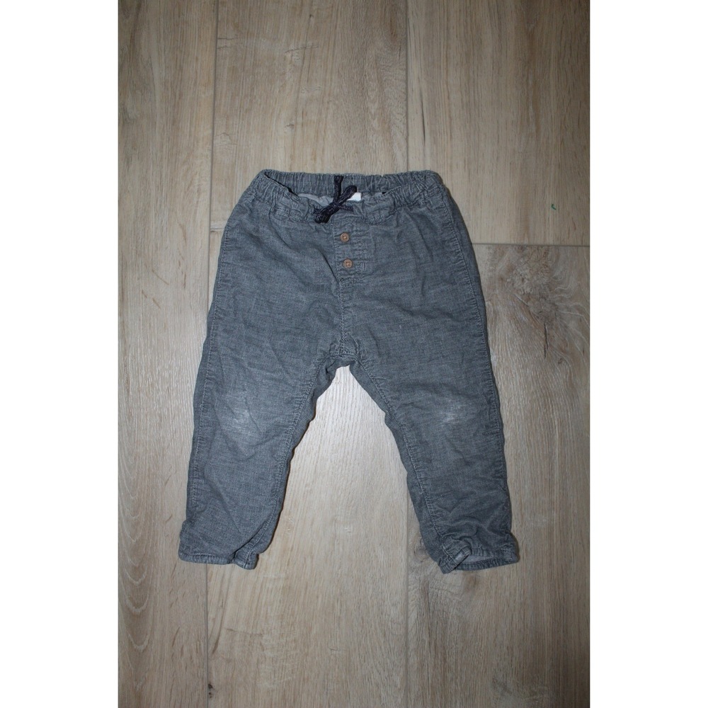 H&M Baby Boys Gray Corduroy Elastic Waist Drawstring Pants Size 12-18M